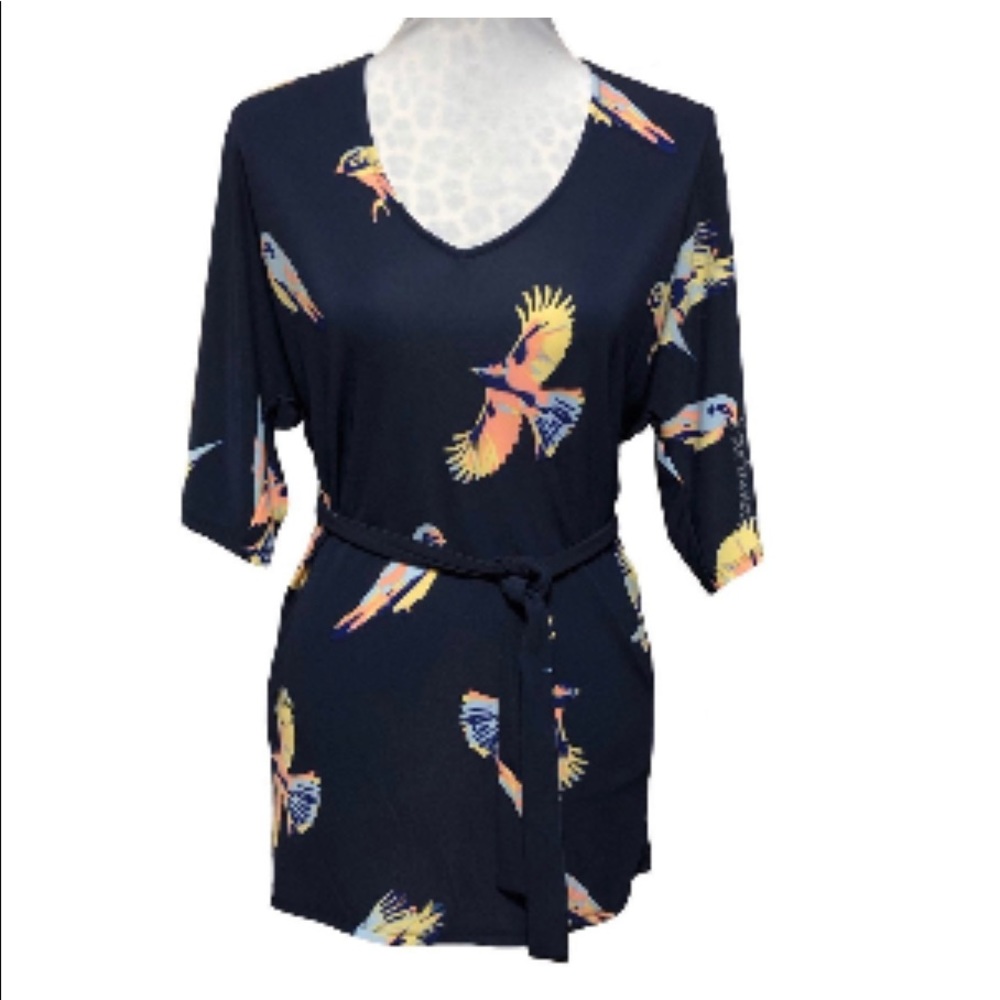 Anthropologie Deletta Bird print blouse/tunic